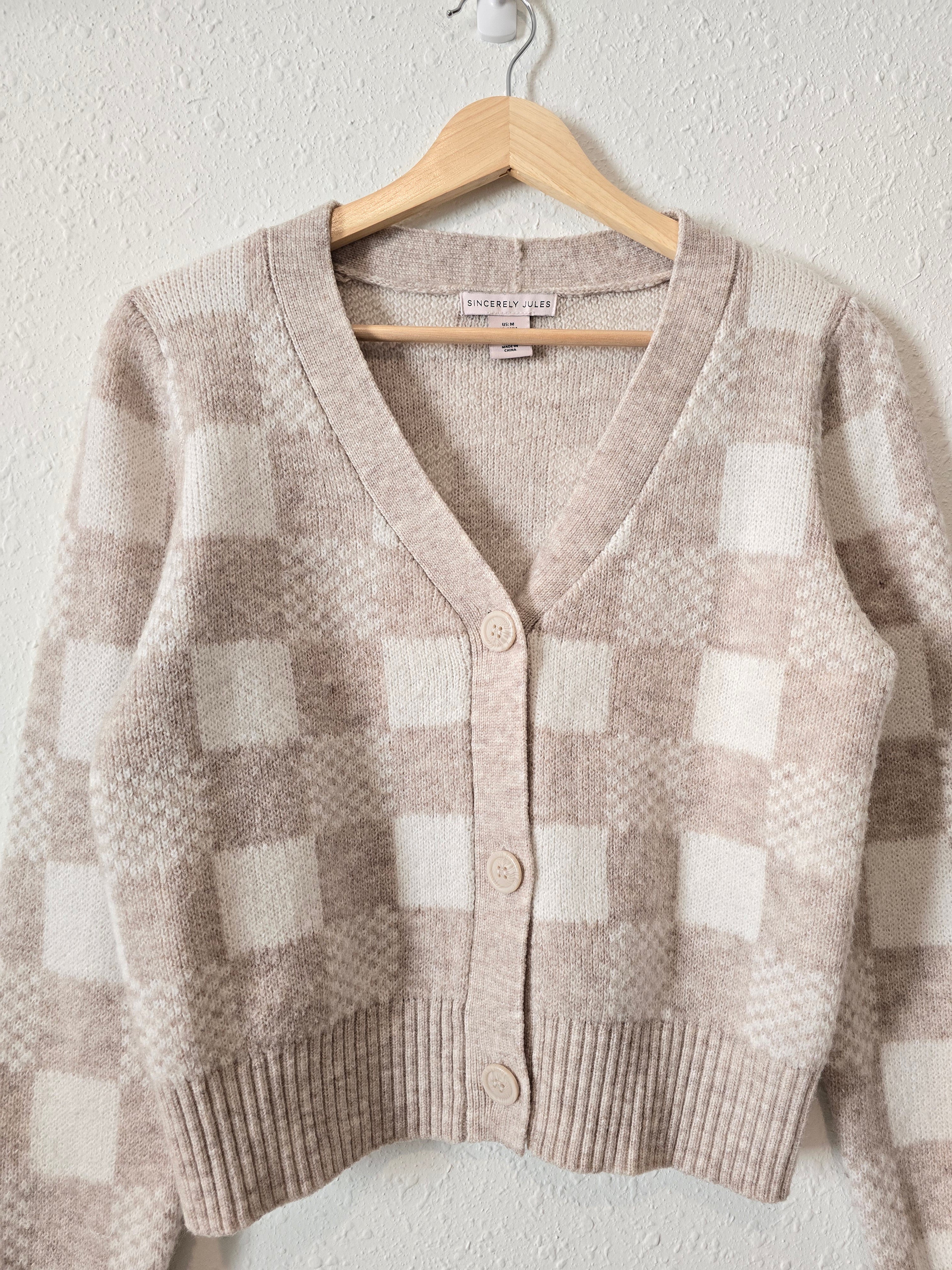 Checkered Button Up Sweater (M)