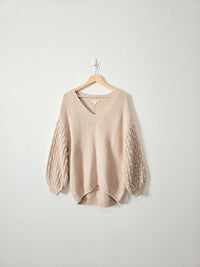 Blu Pepper Textured Puff Sleeve Sweater (M)