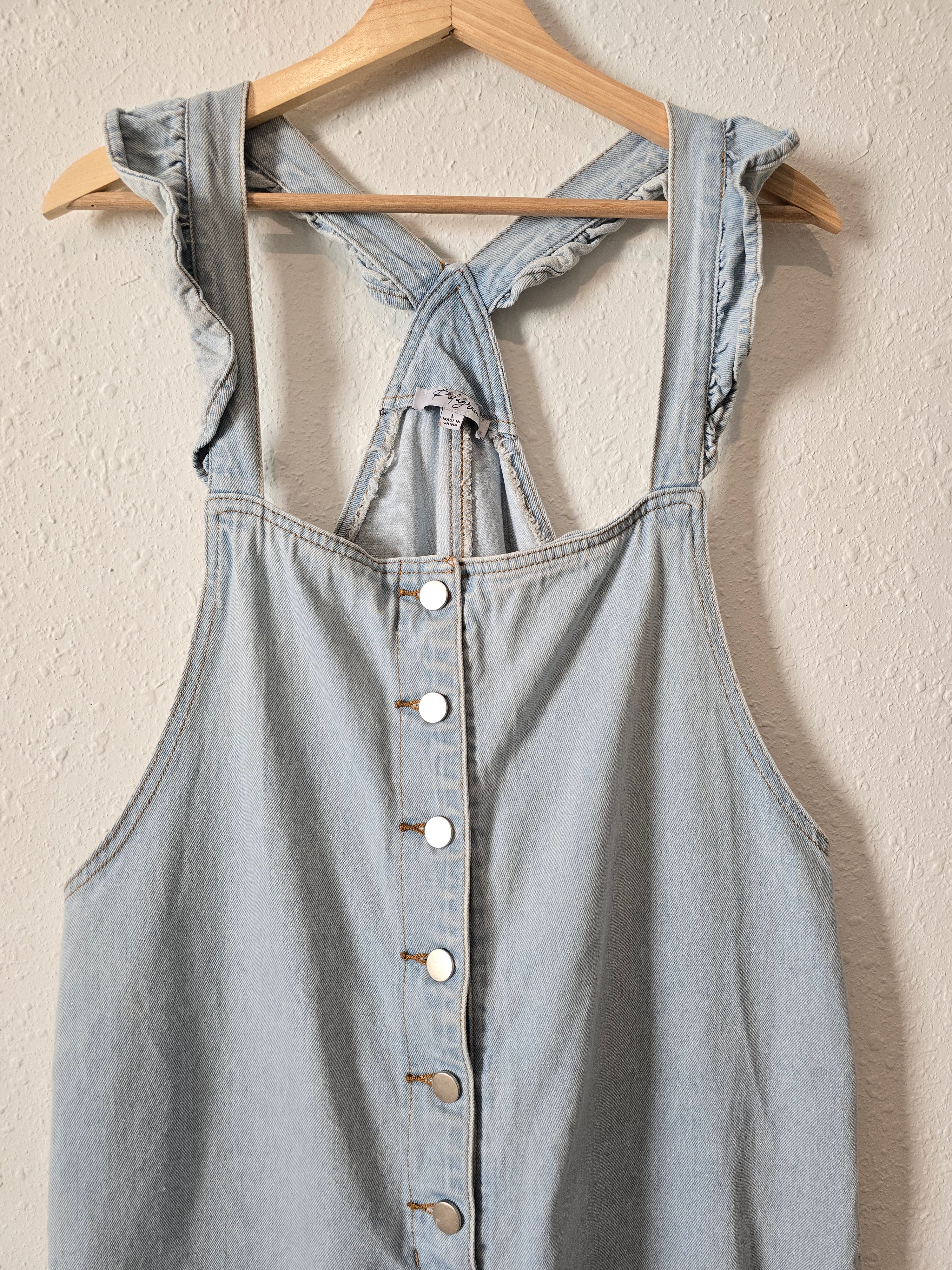 Polagram Ruffle Denim Jumpsuit (L)