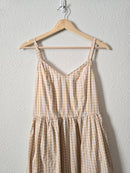 Neutral Gingham Maxi Dress (XS)