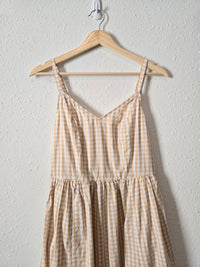 Neutral Gingham Maxi Dress (XS)