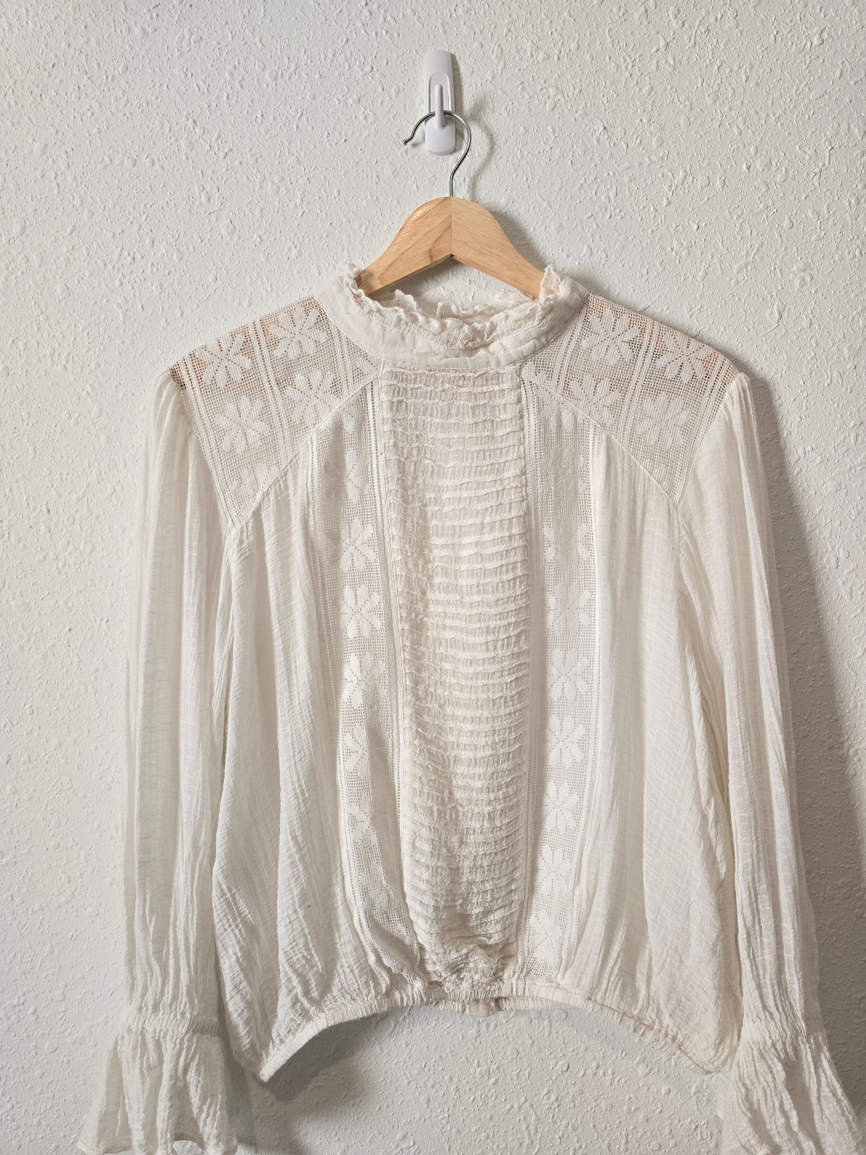 Free People Floral Lace Blouse (L)