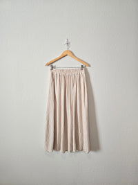 Striped Linen Blend Midi Skirt (S)