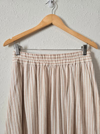 Striped Linen Blend Midi Skirt (S)