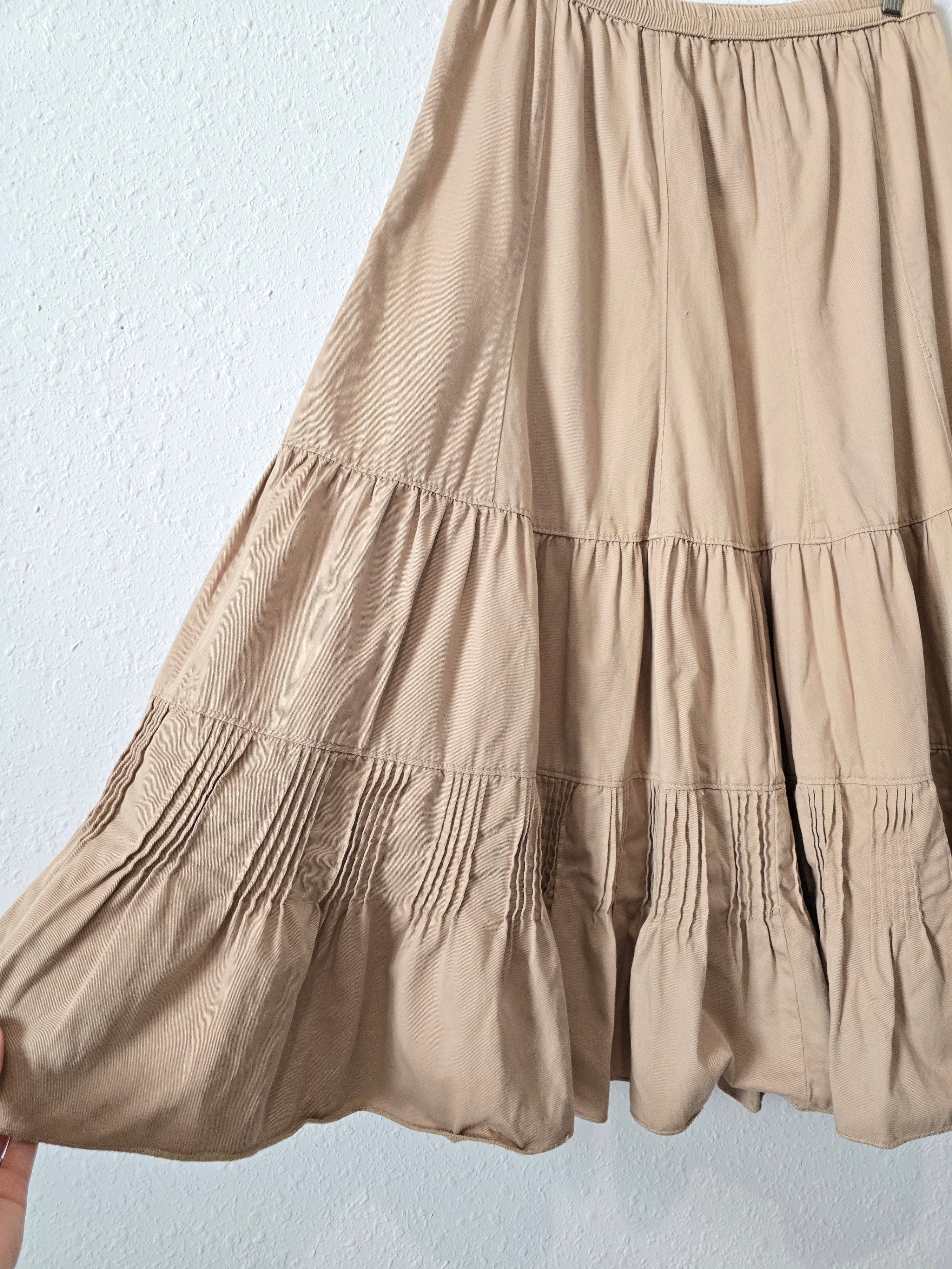 Vintage Flowy Cotton Midi Skirt (14W)