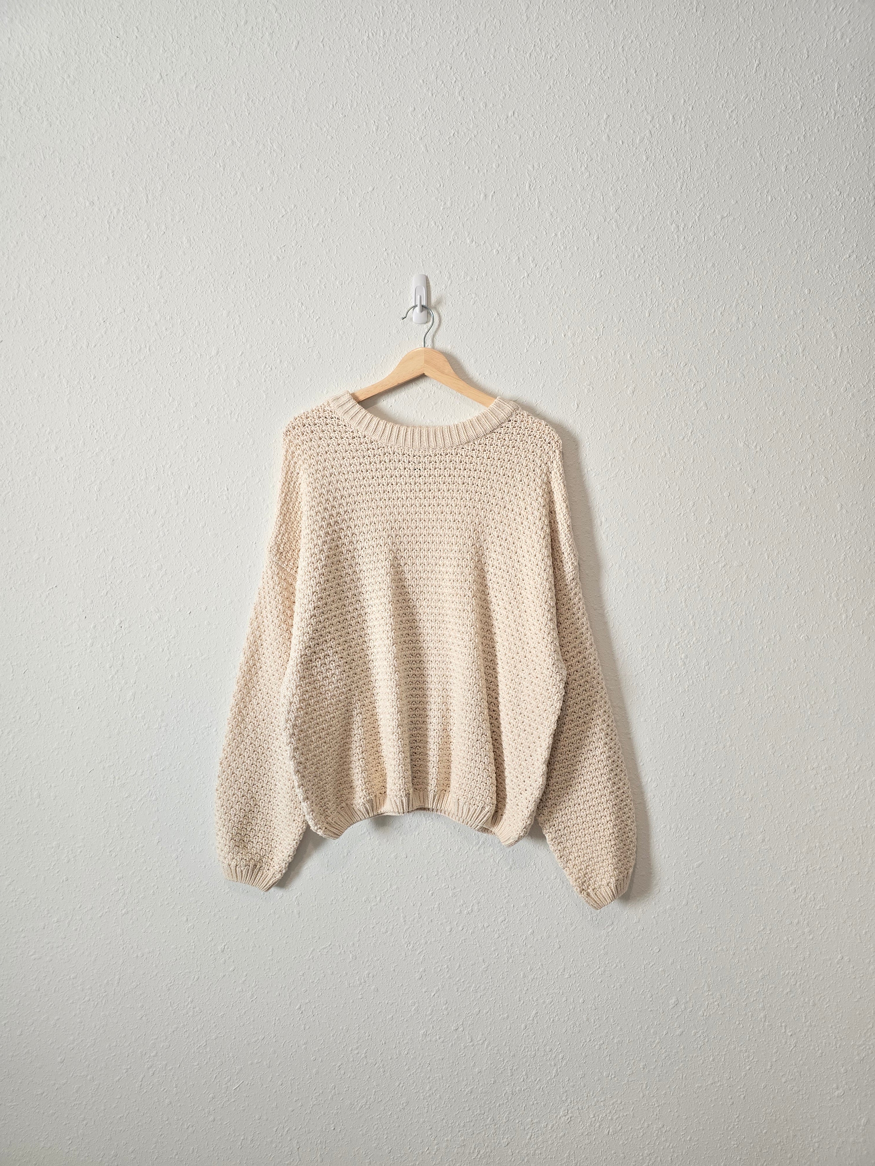 Cream Oversized Textured Sweater (XXL)