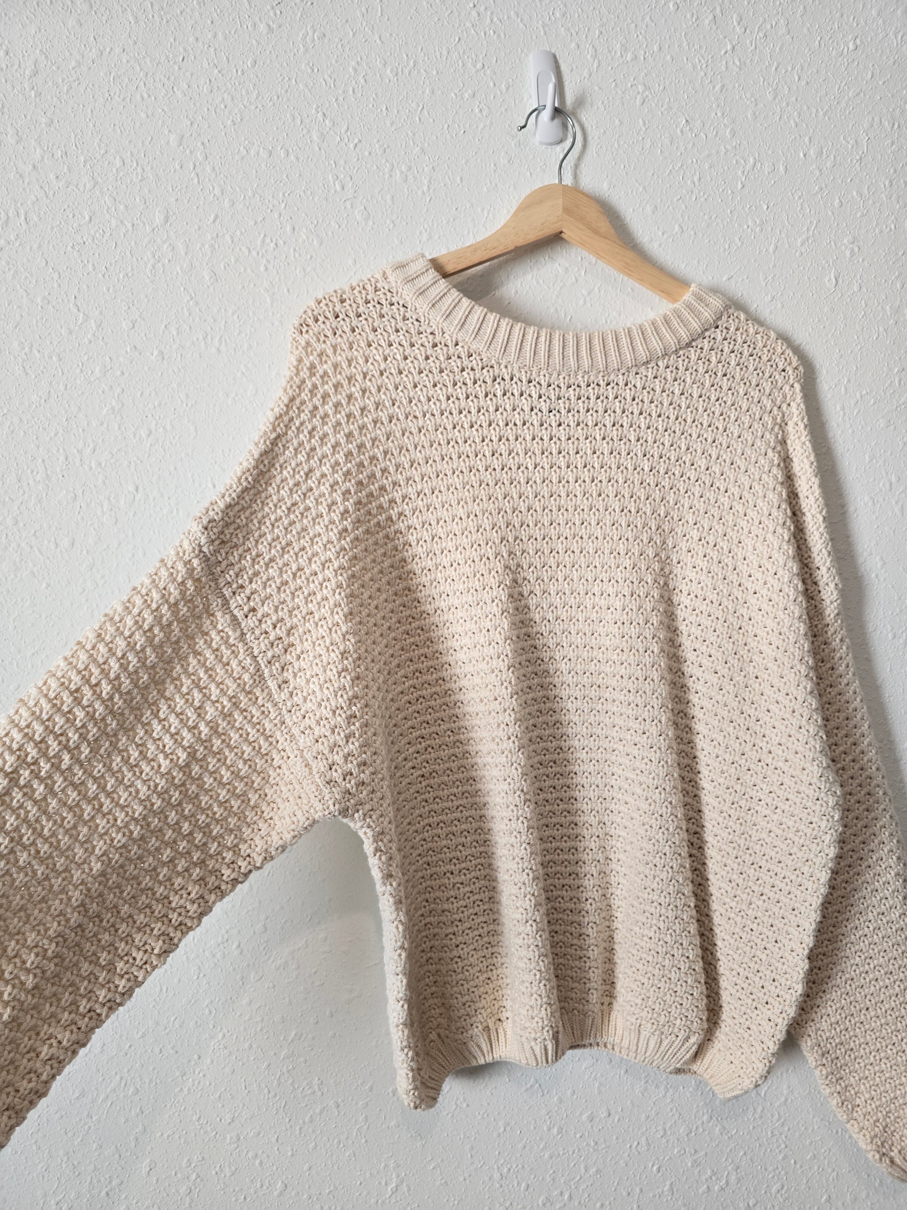 Cream Oversized Textured Sweater (XXL)