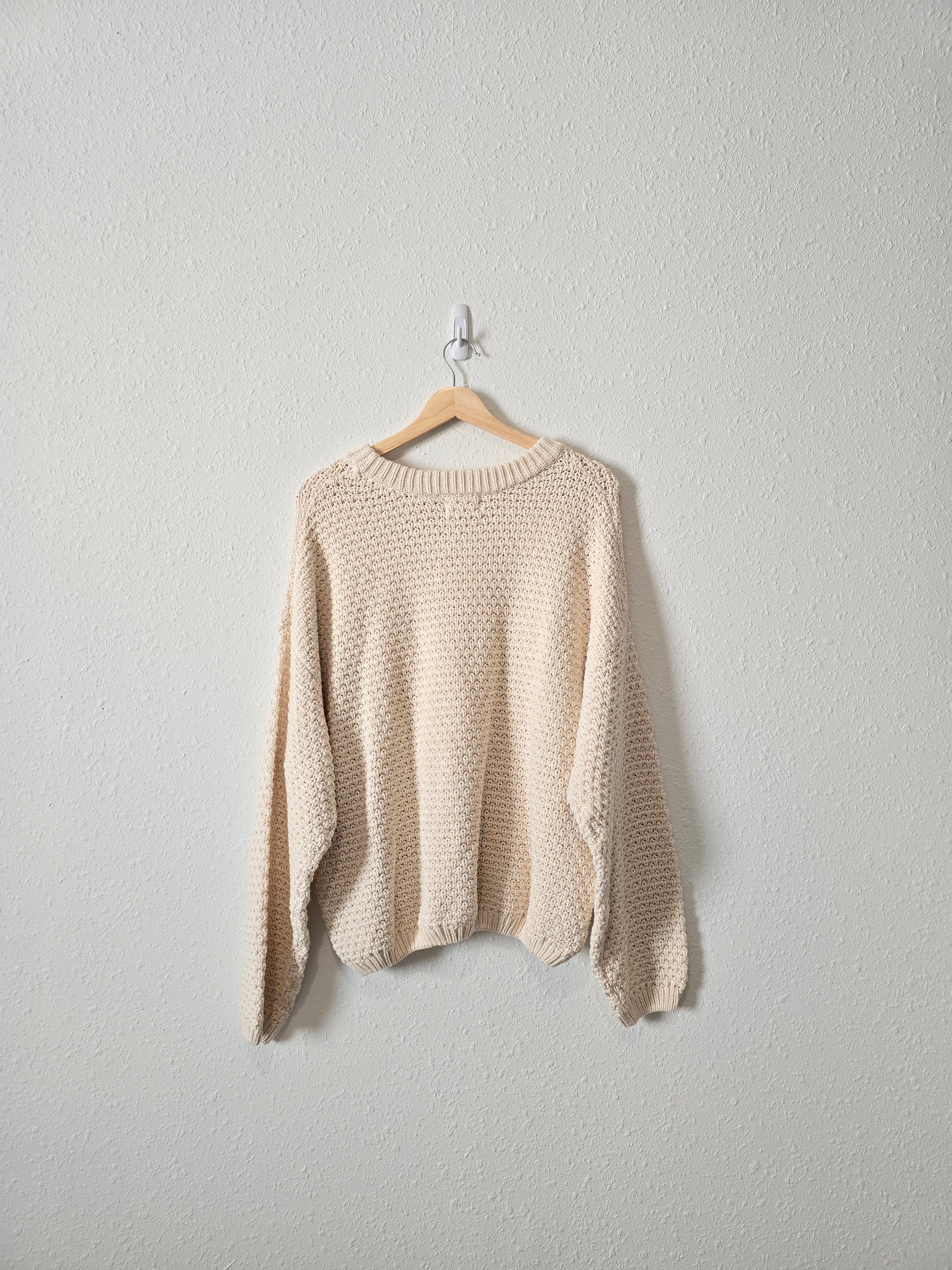 Cream Oversized Textured Sweater (XXL)