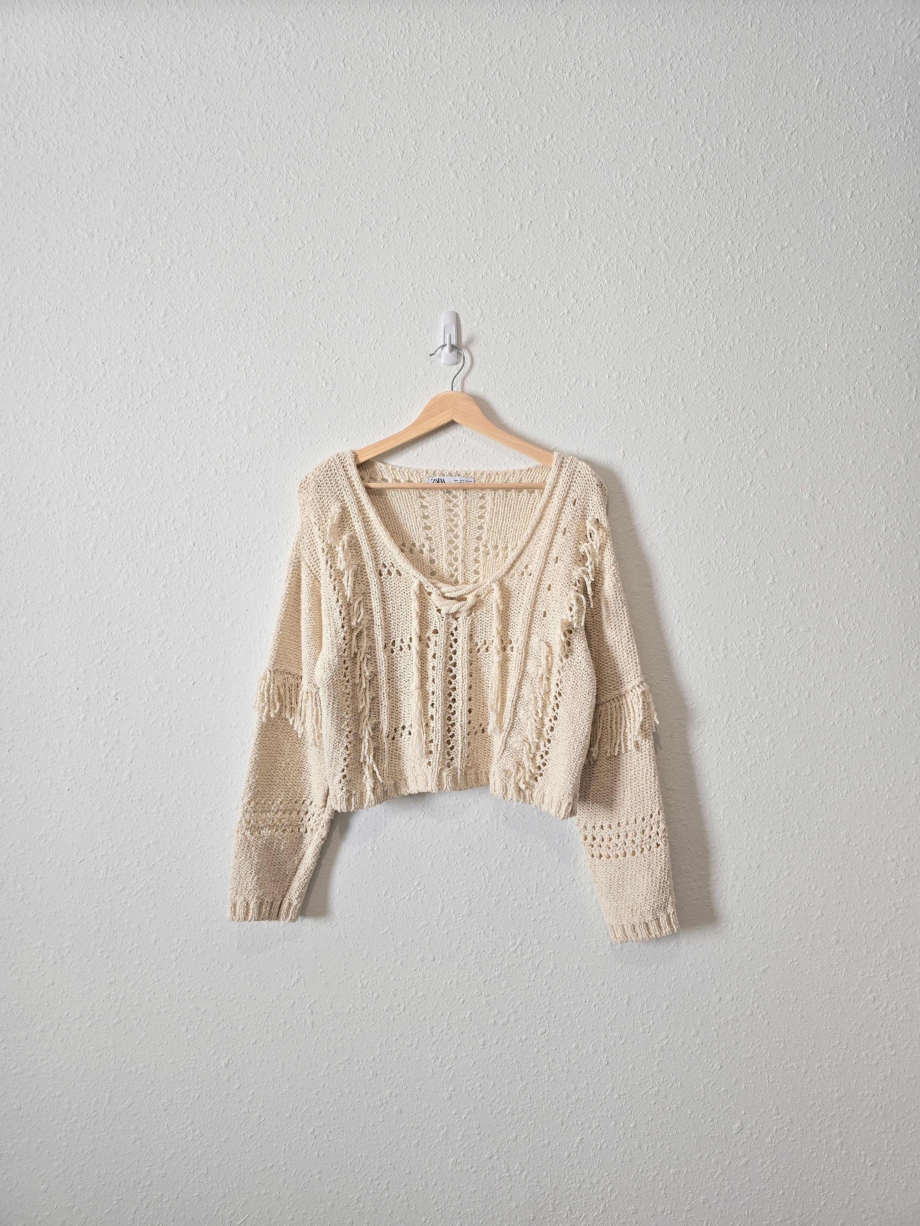 Zara Chunky Tasseled Sweater (S)