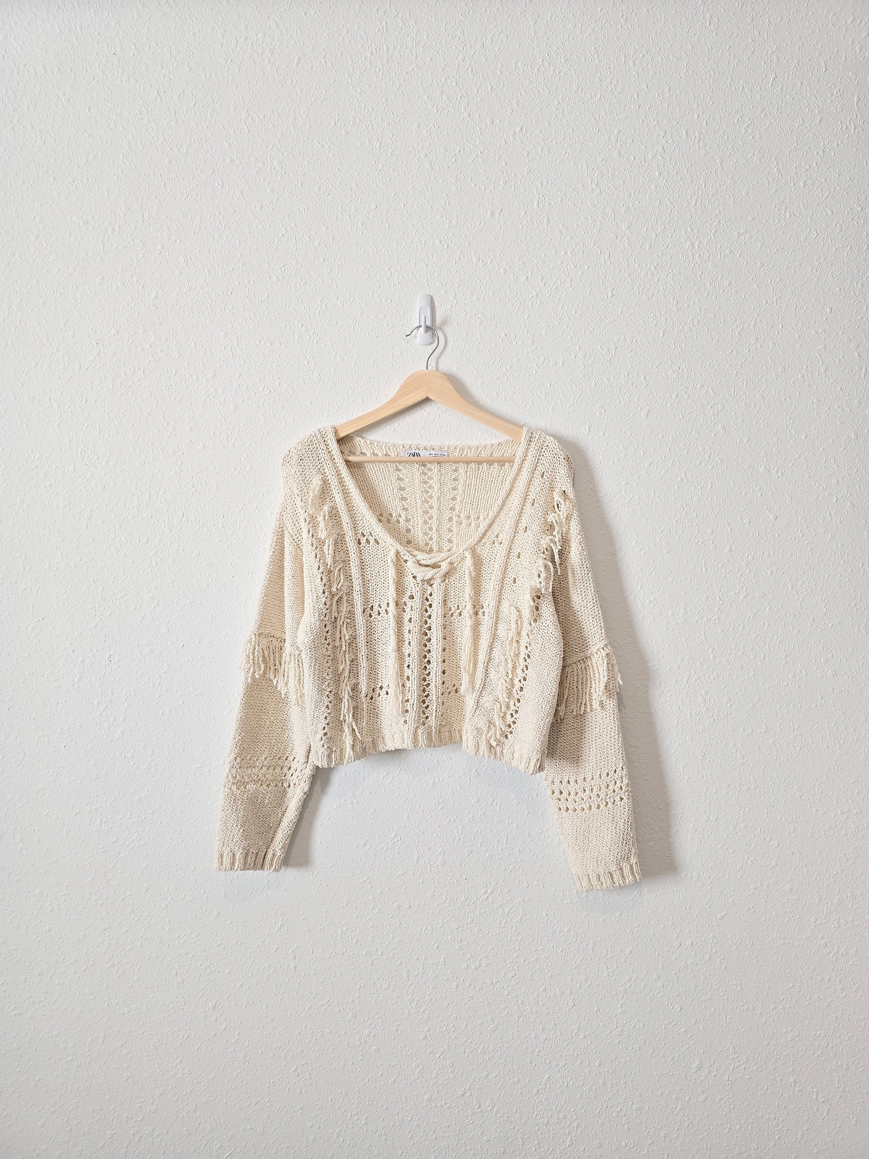 Zara Chunky Tasseled Sweater (S)