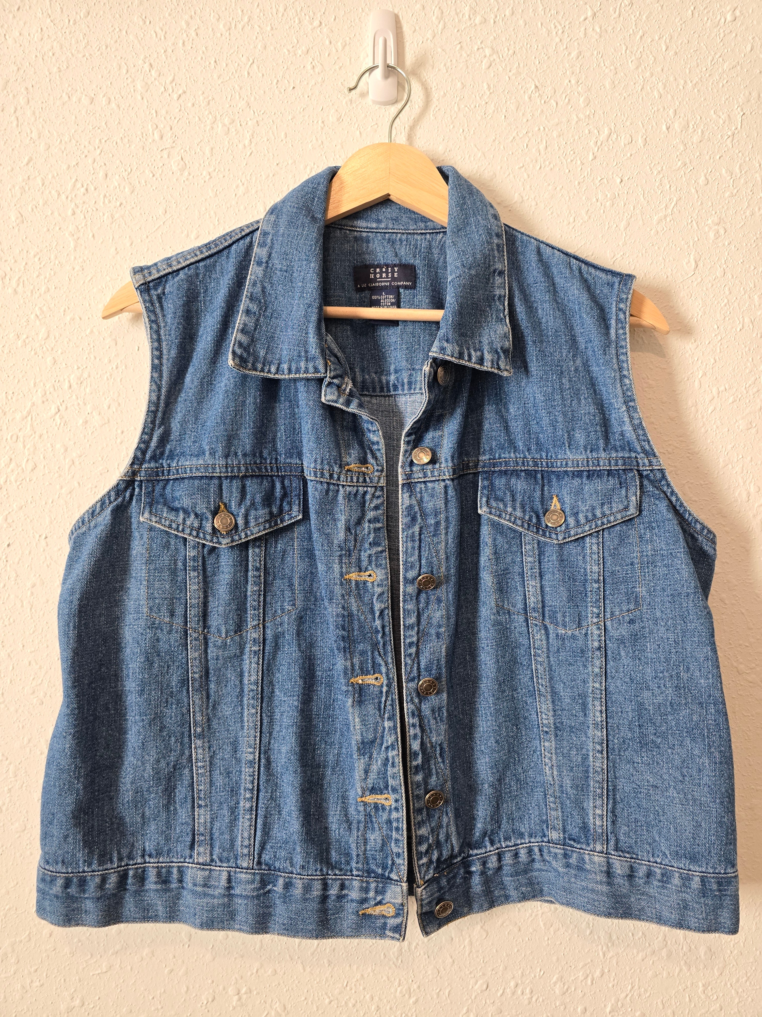 Vintage Cotton Denim Vest (L)