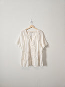 Wonderly Ivory Tiered Blouse (3X)