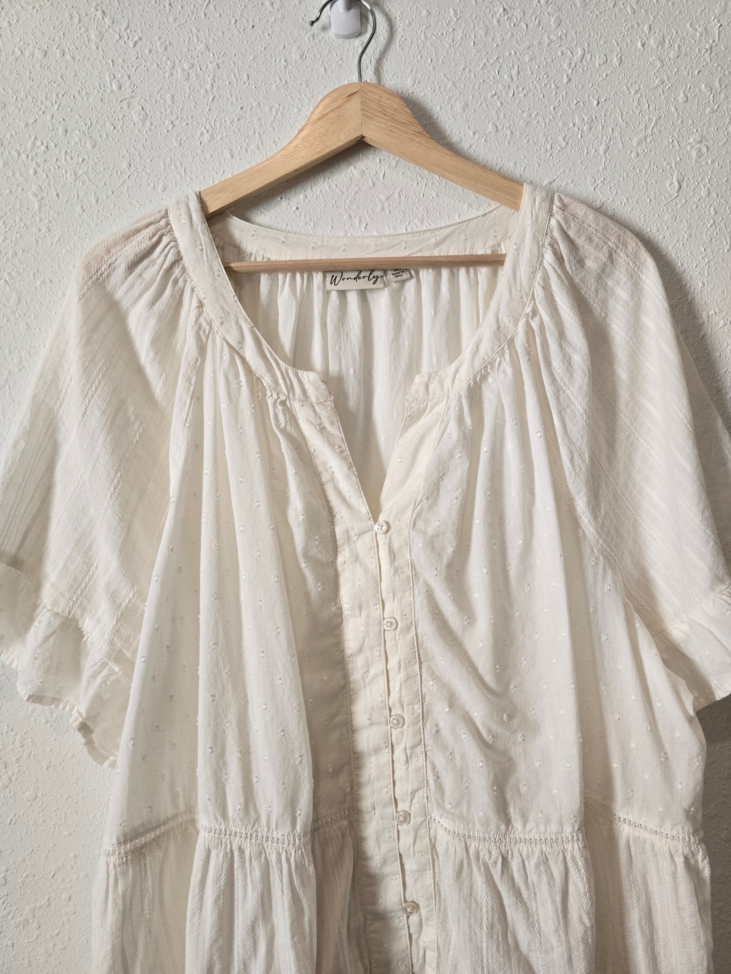 Wonderly Ivory Tiered Blouse (3X)