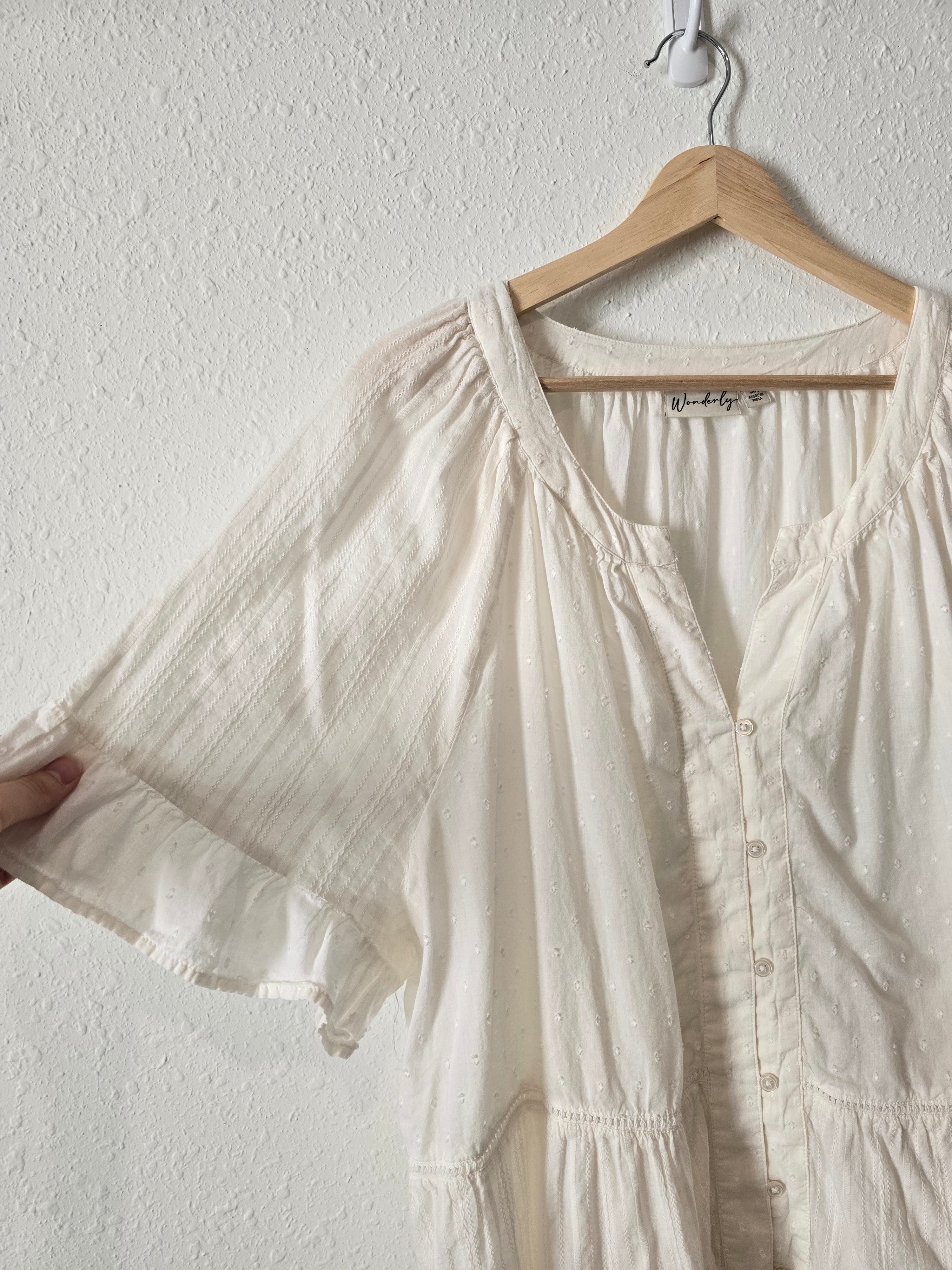 Wonderly Ivory Tiered Blouse (3X)