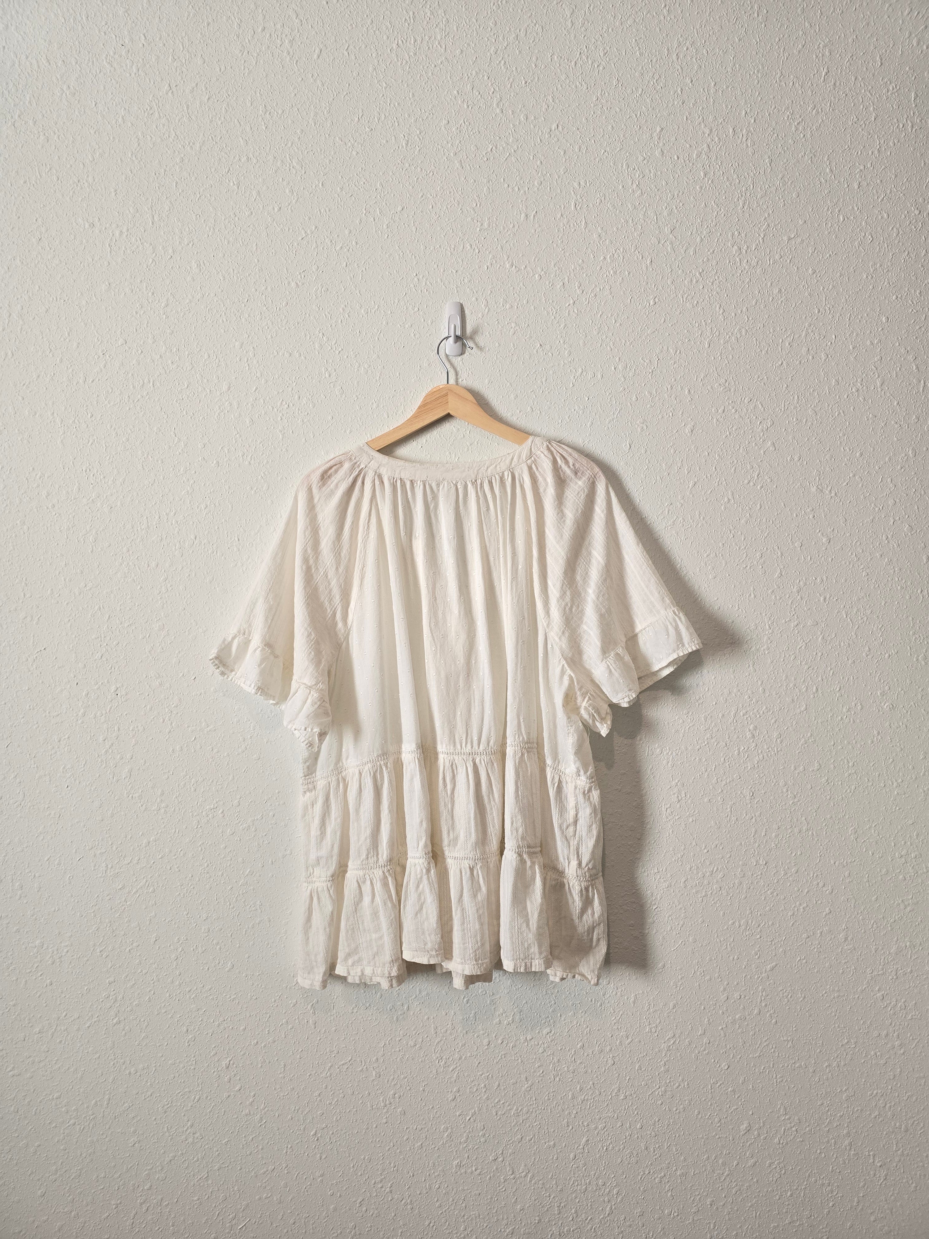 Wonderly Ivory Tiered Blouse (3X)