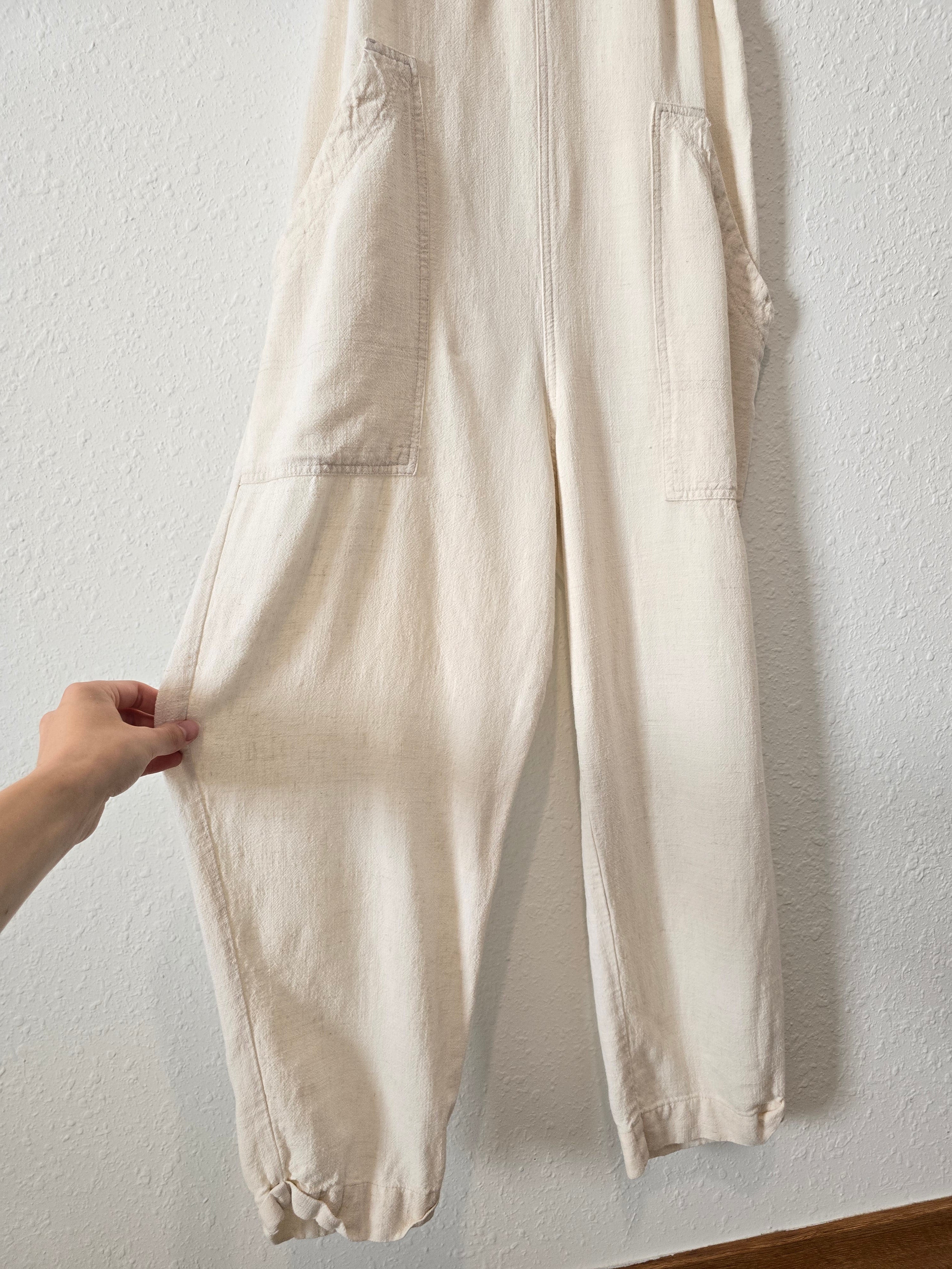 Linen Blend Straight Overalls (M)