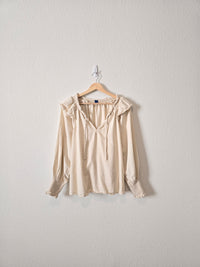 Cream Puff Sleeve Cotton Blouse (L)