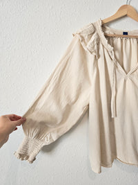 Cream Puff Sleeve Cotton Blouse (L)