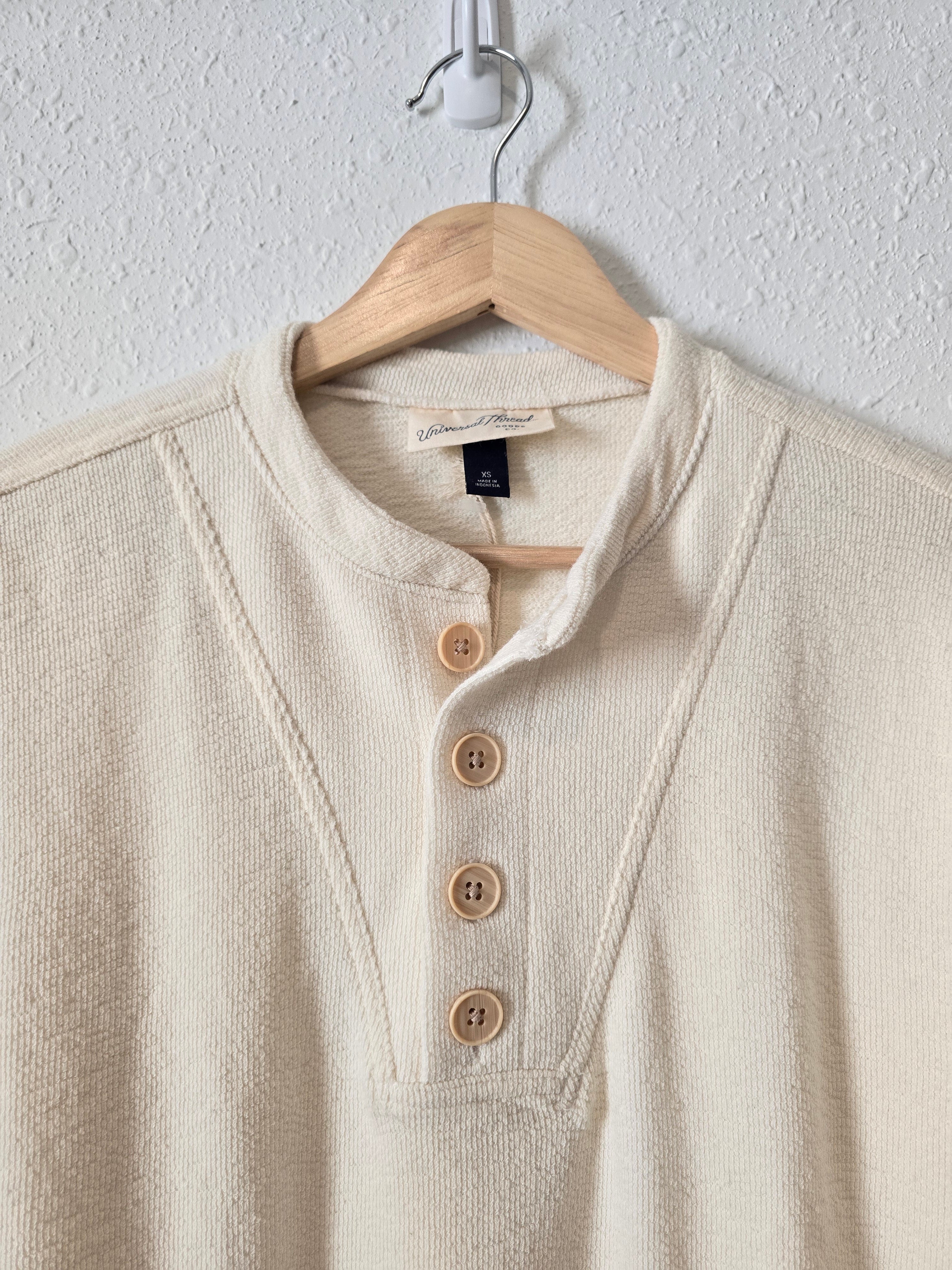 Cream Knit Henley Tee (XS)