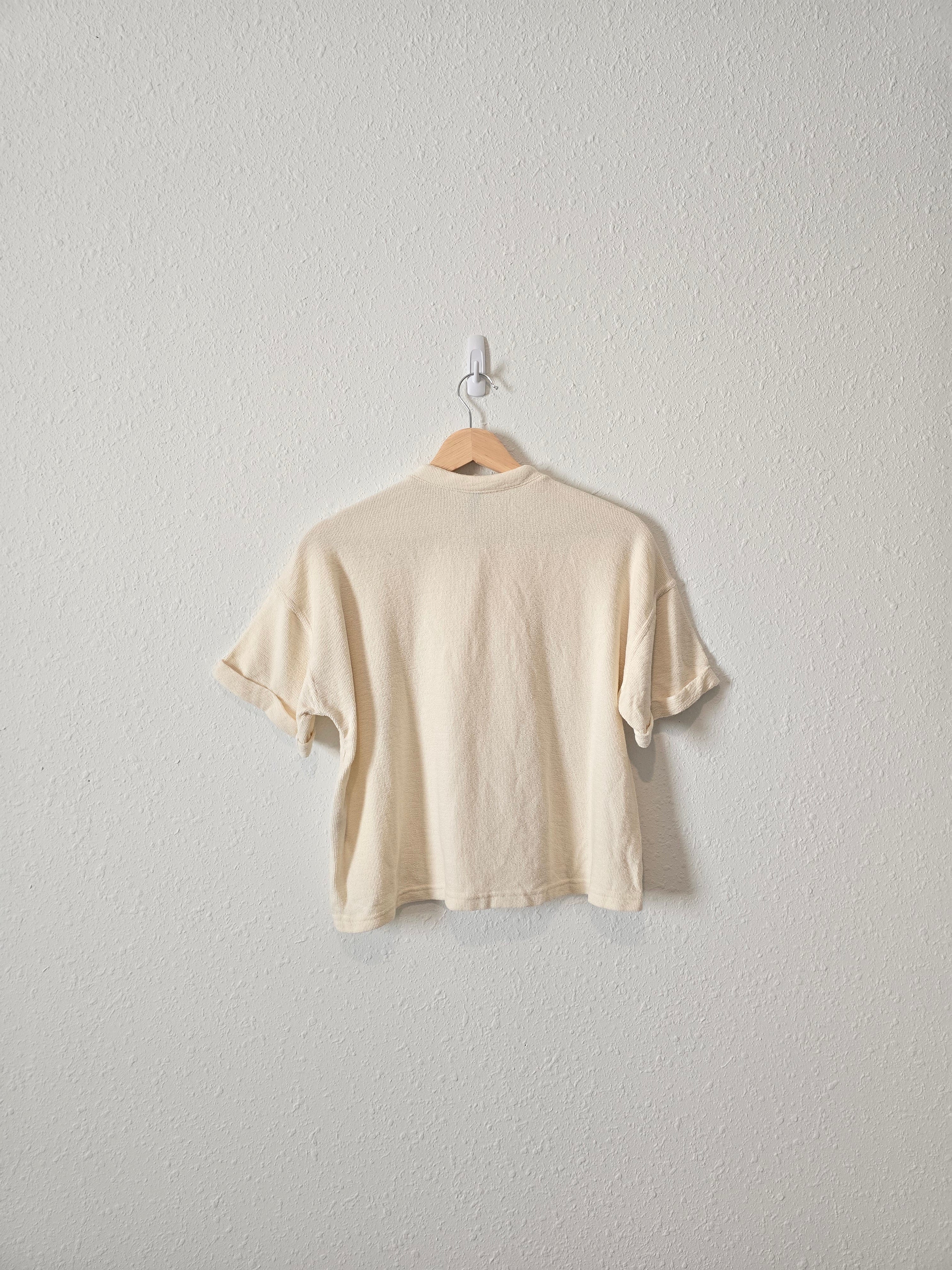 Cream Knit Henley Tee (XS)