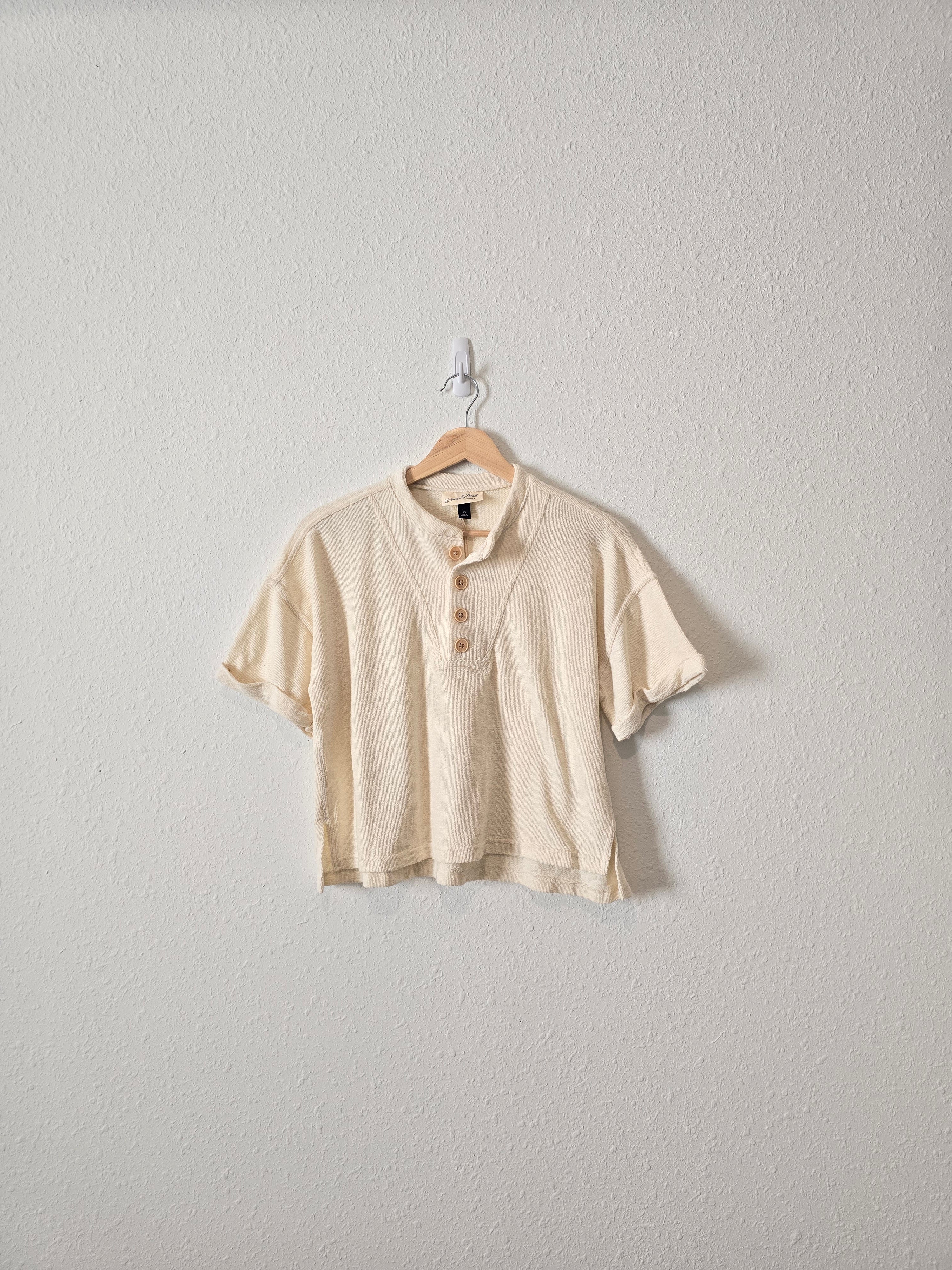 Cream Knit Henley Tee (XS)