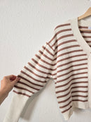 Striped Puff Sleeve Sweater (S/M)