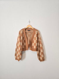 Neutral Checkered Cardigan (M)