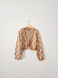 Neutral Checkered Cardigan (M)