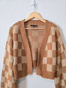 Neutral Checkered Cardigan (M)