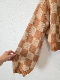 Neutral Checkered Cardigan (M)