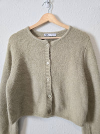 Zara Fuzzy Button Up Sweater (S)