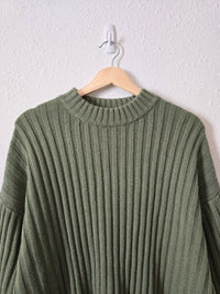 Princess Polly Green Ribbed Sweater (L/XL)