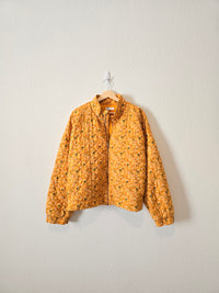 Mustard Floral Quilted Jacket (XXL)