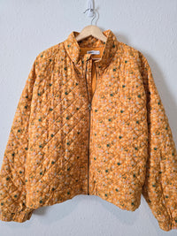 Mustard Floral Quilted Jacket (XXL)