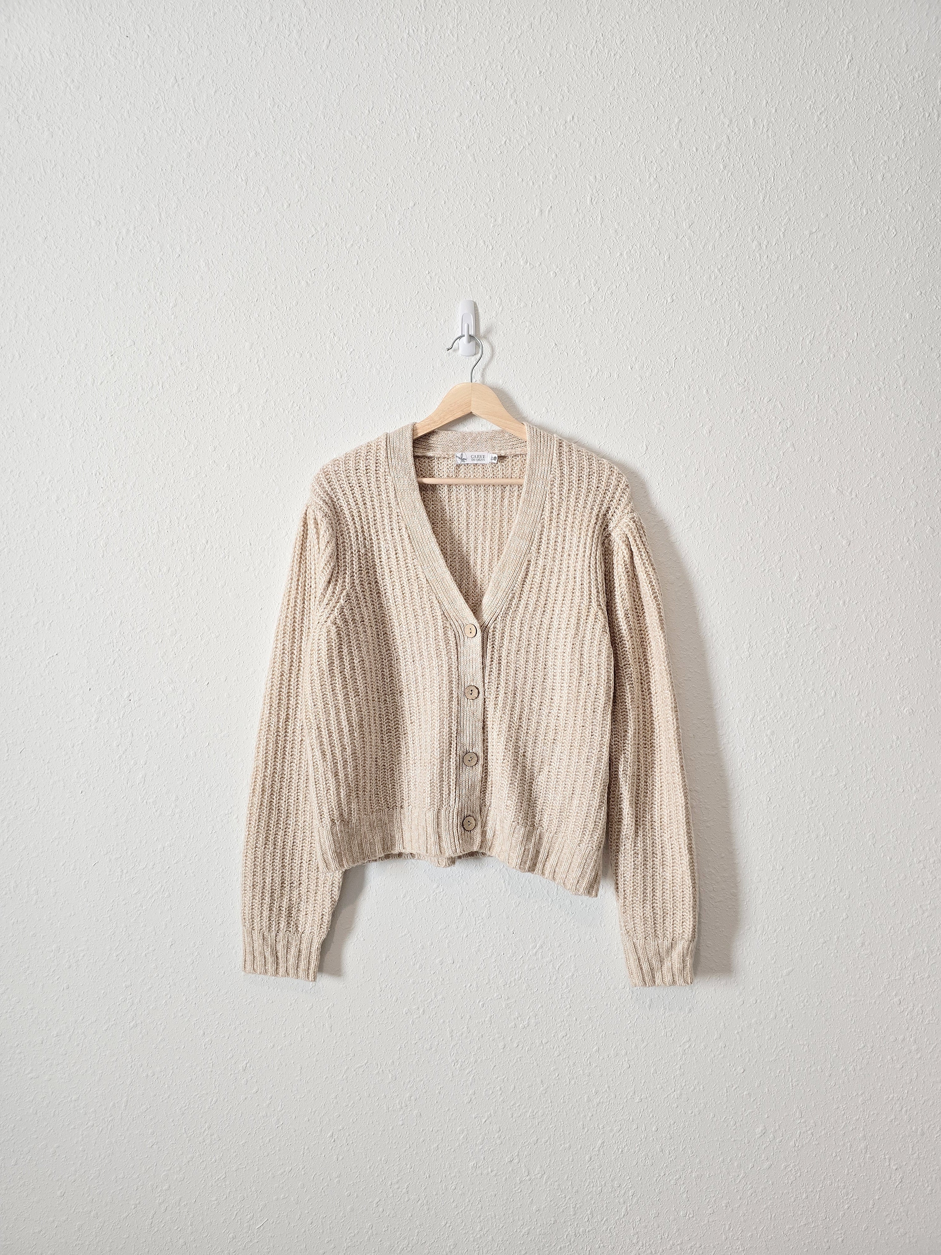 Puff Sleeve Button Up Sweater (L)