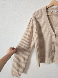 Puff Sleeve Button Up Sweater (L)