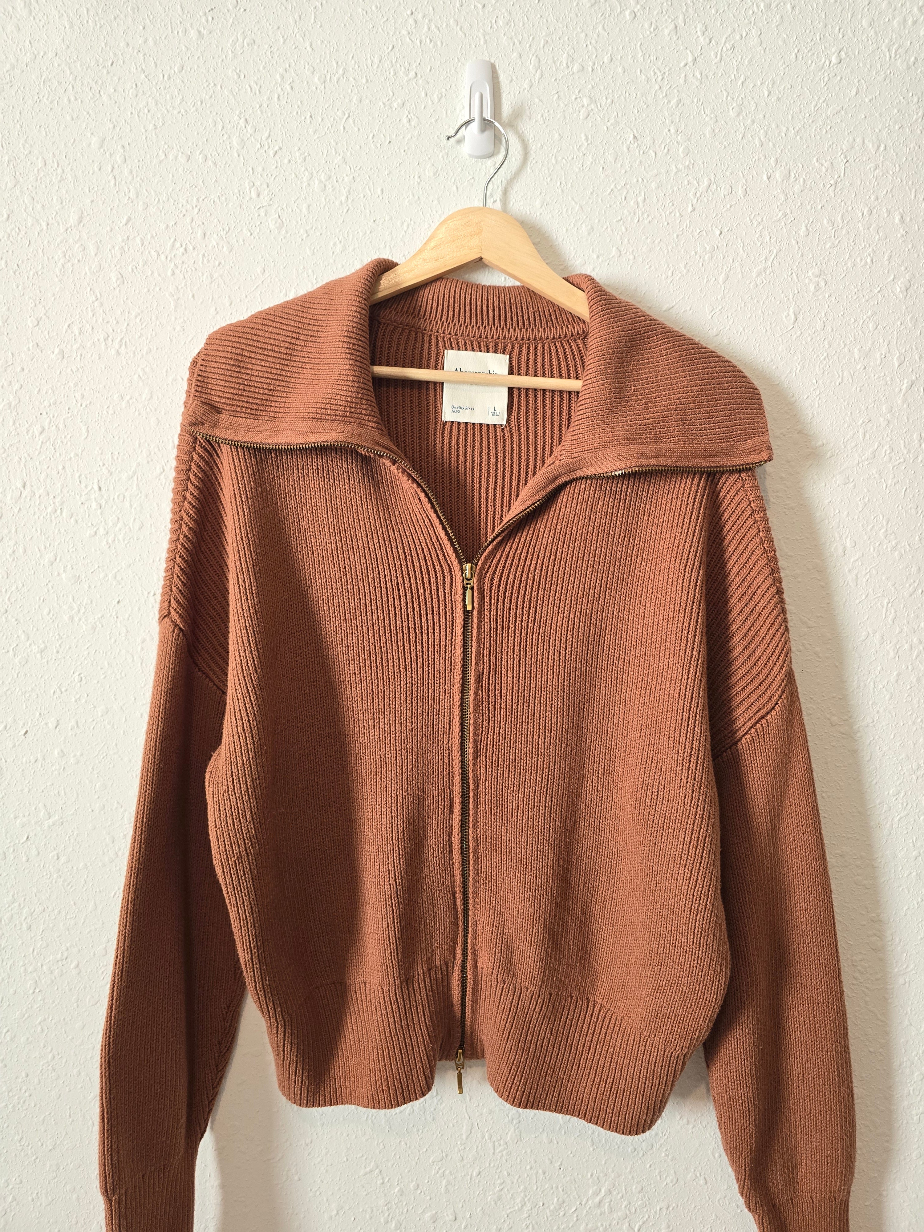 Abercrombie Brown Zip Up Sweater (L)