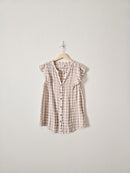 Neutral Gingham Ruffle Tank (XS)