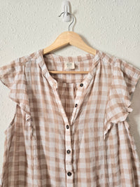 Neutral Gingham Ruffle Tank (XS)