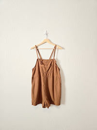 Linen Blend Overall Romper (M)