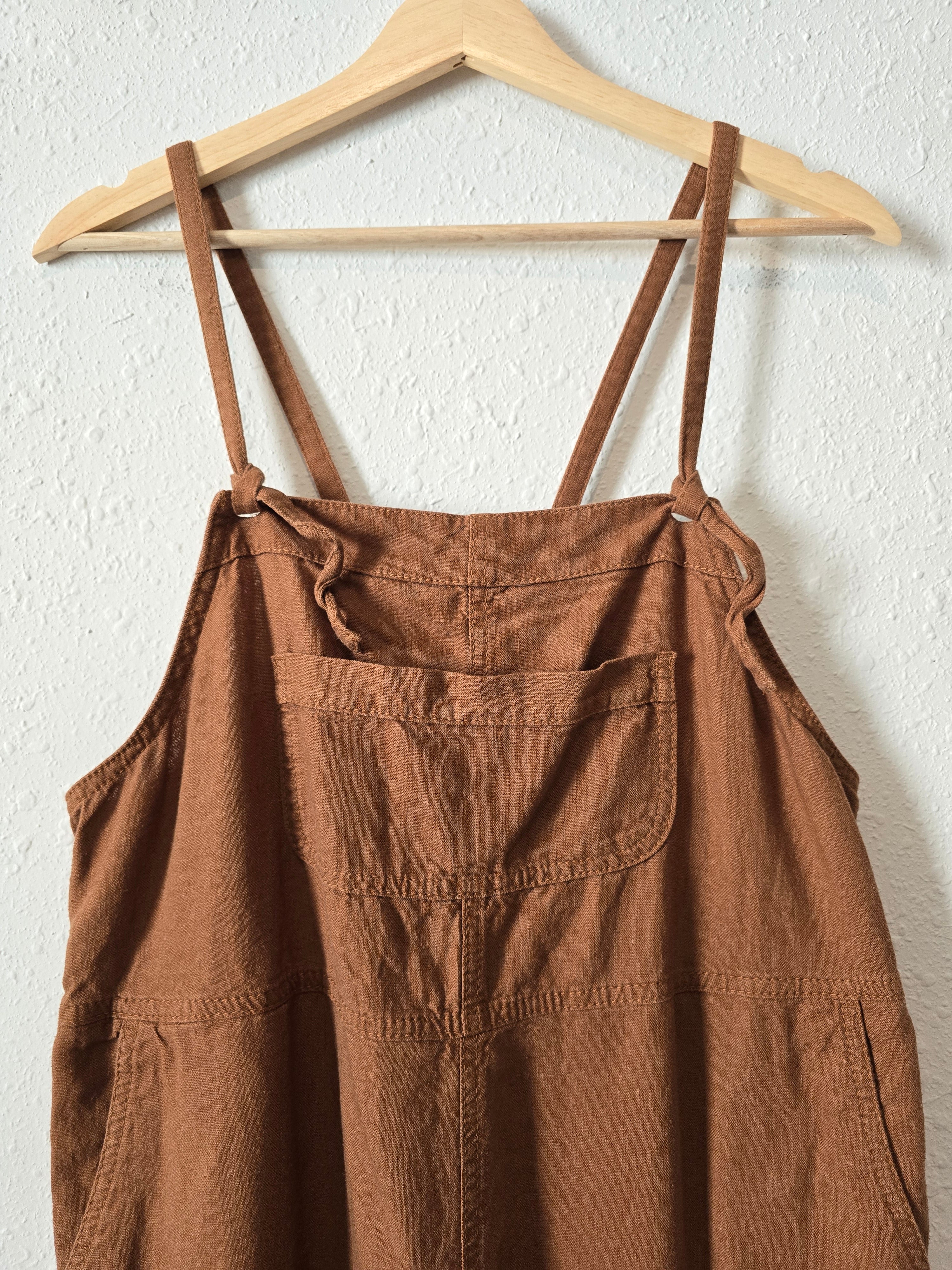 Linen Blend Overall Romper (M)