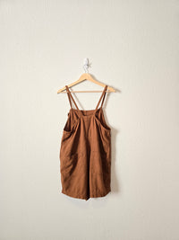 Linen Blend Overall Romper (M)