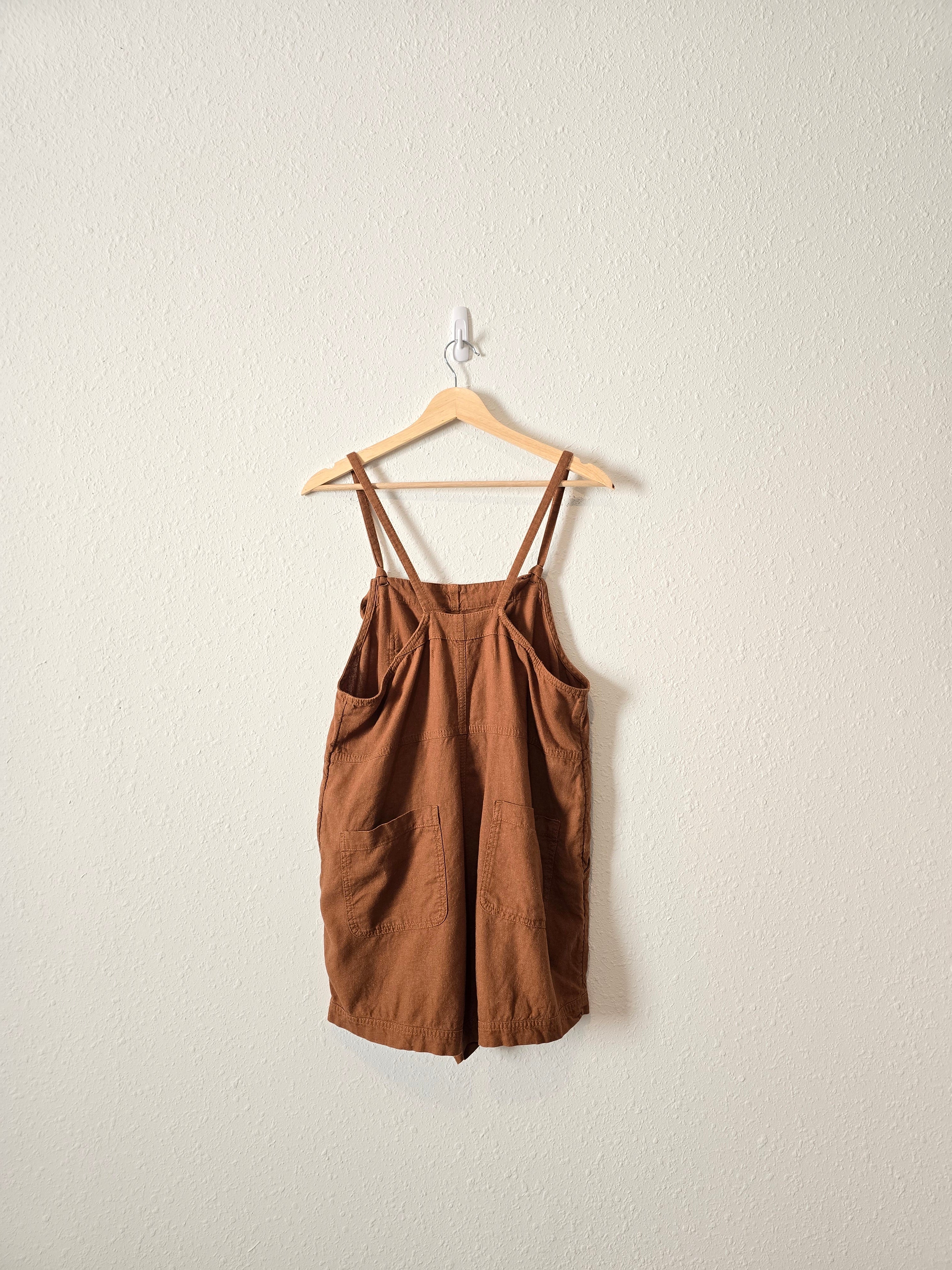 Linen Blend Overall Romper (M)