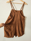 Linen Blend Overall Romper (M)