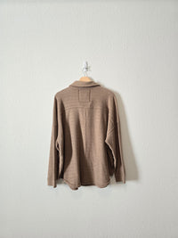 Oversized Knit Henley Sweatshirt (S)