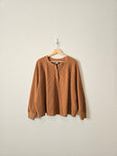 Waffle Knit Henley Sweater (2X)