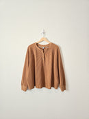 Waffle Knit Henley Sweater (2X)