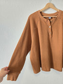 Waffle Knit Henley Sweater (2X)