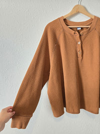 Waffle Knit Henley Sweater (2X)