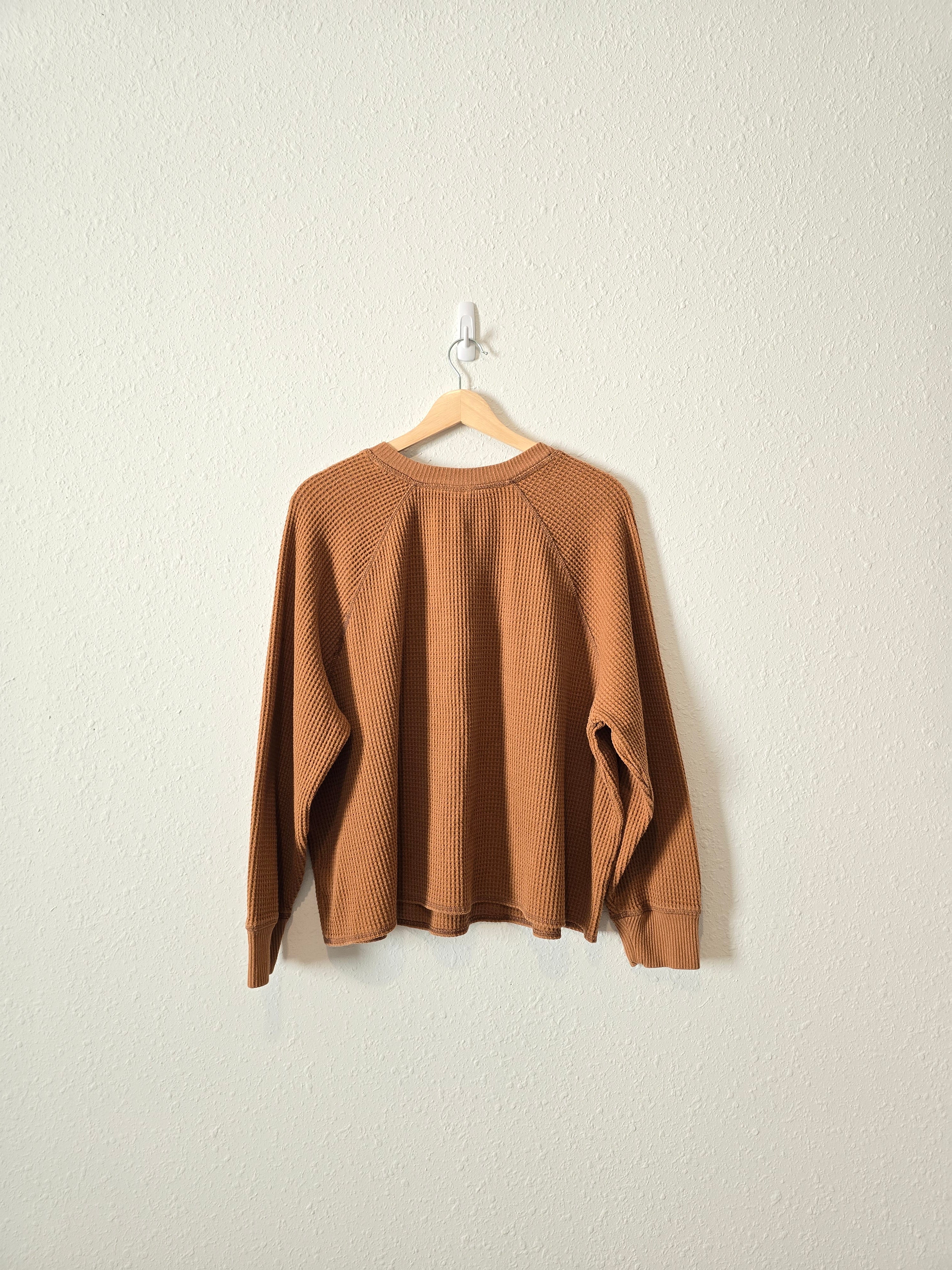 Waffle Knit Henley Sweater (2X)